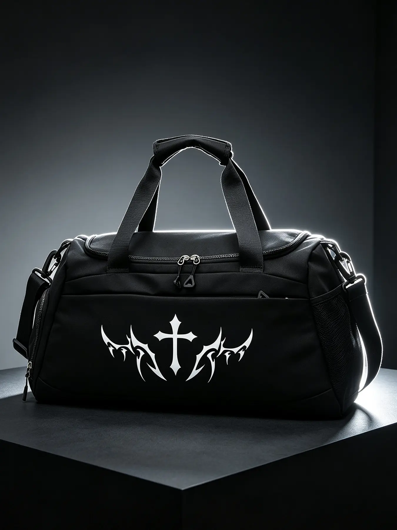 Cross print travel bag, multi-functional hand & shoulder gym bag, Sport Duffel Bag. Spacious lightweight nylon sports bag, suitable for rugby training, gym workouts and short trips.