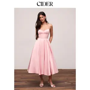 Cider Satin Sweetheart Flared Cami Maxi Dress Dealsforyou