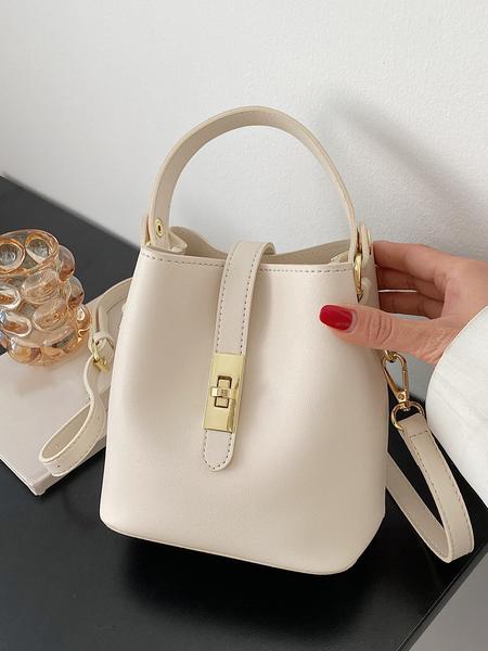 Small and simple fashion bucket bag with niche design, multiple colors, metal buckle handbag, casual trendy handbag, crossbody bag, fashionable commuter bag, versatile and large capacity, suitable for office workers shopping, dating, etc.