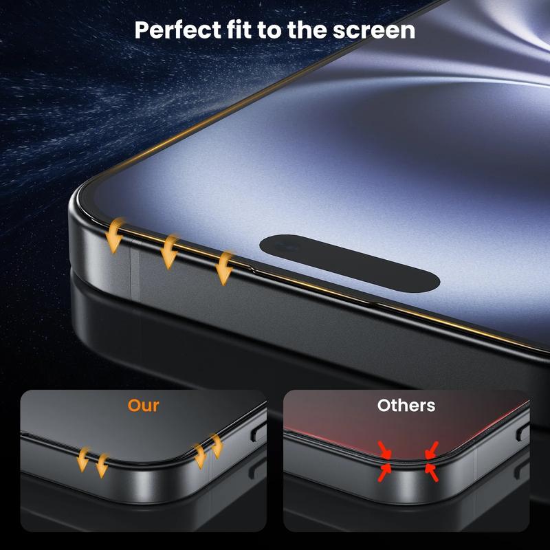 2 Pack HD Transparent Tempered Glass Screen Protector for iPhone Series, 3D Curved Dustproof Design, Self-Cleaning Storage Box, 9H Hardness for iPhone 17 Pro Max、iPhone 17 Pro、iPhone 17 Air