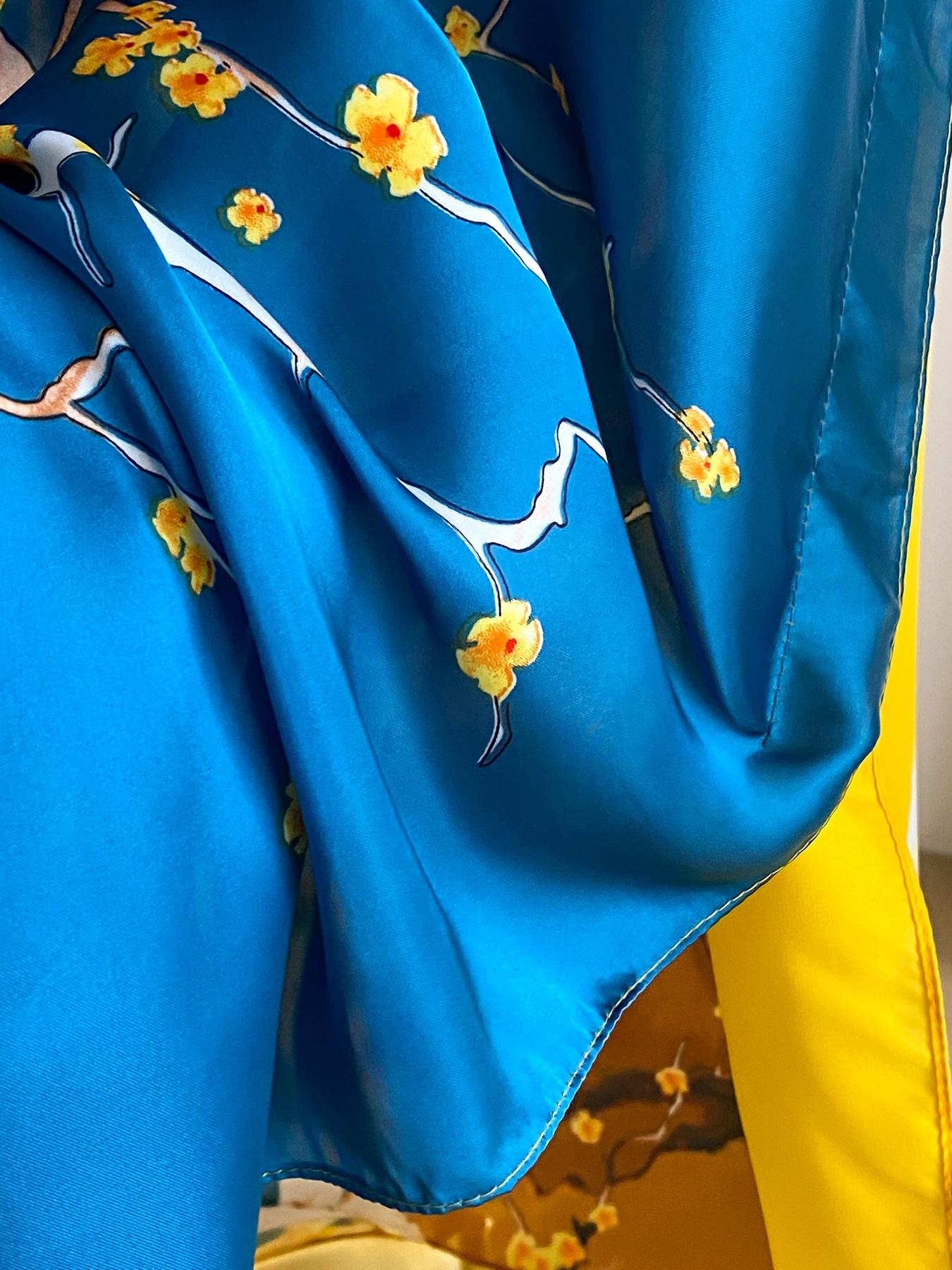 1 Piece Fashion Printed Robe Pullover Shawl moomoo Dress Long Wrap Silk Scarf Headband Ladies Womenswear Seaside Beach Sunshade Sunscreen Satin Silk Scarf