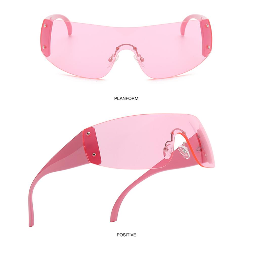 1pc Trendy Rimless Star Y2K Sunglasses for Women Men Punk One Piece Goggles Oversized Wrap Around Shades 2000's Eyewear UV400