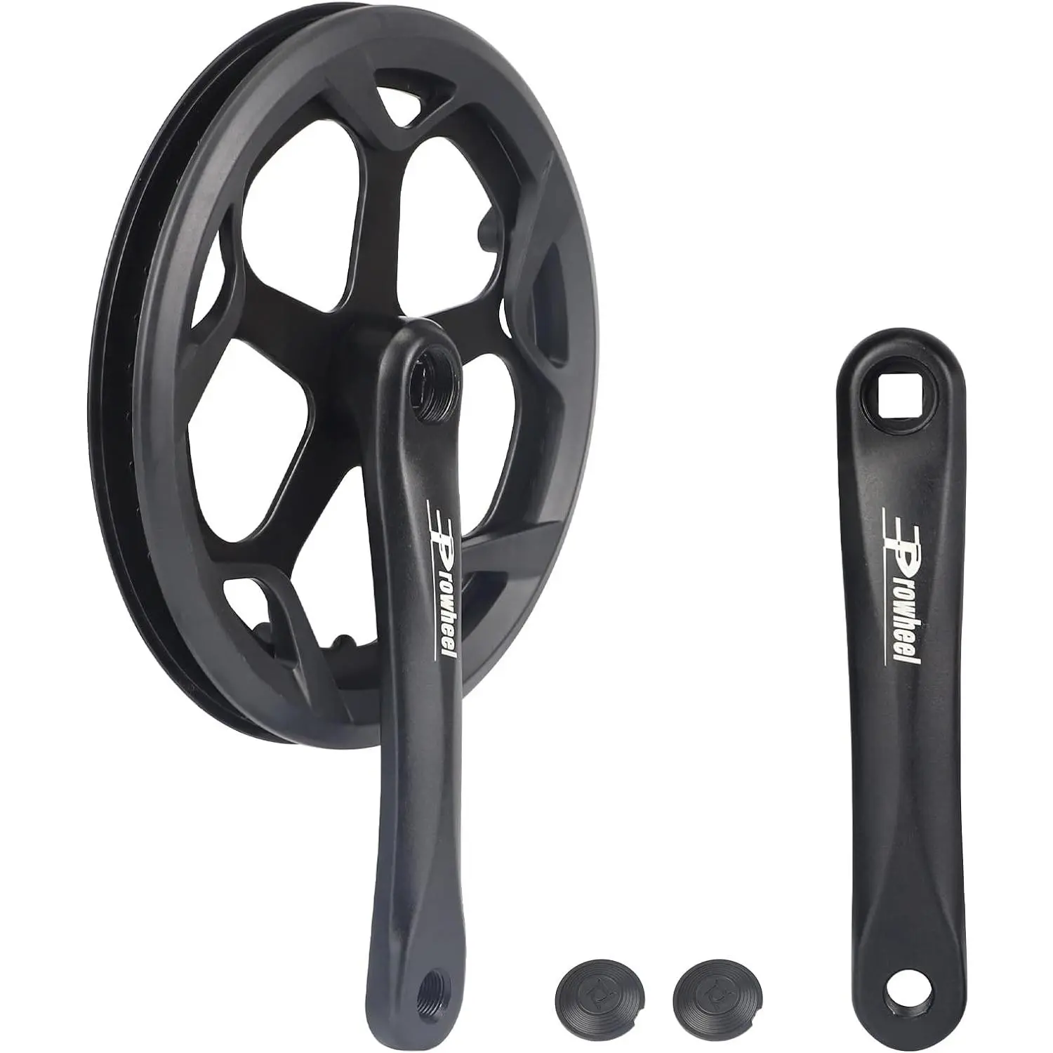 Prowheel E /  Crankset 1 count/Single 46T/ 48T/ 52T Steel Chainring with Double Chain Cover 170mm Aluminium Alloy Arm for Single Speed and 6/7/8 Speeds Electric Bikes,Bicycles, Folding