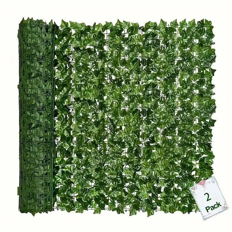 Thickened artificial green leaf vine fence rolls (2 roll set) for garden landscape enclosure decoration, suitable for villa courtyards and outdoor balconies as realistic green plant soft furnishings