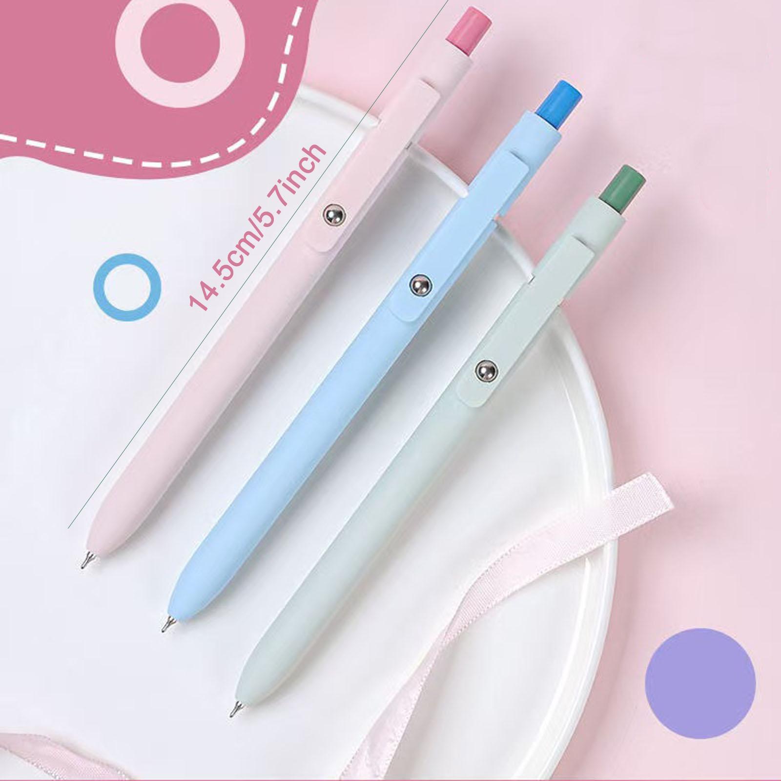 Retractable Gel Pen Office Accessories, 5 Pcs/set 0.5mm Black Ink Press Type Ballpoint Pens, Smooth Writing Pens, Stationery Writing Tools, Writing Stationery Supplies for Student, School Convenience Supplies, Aesthetic Pens