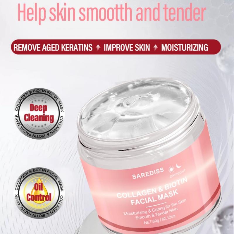 Collagen & Biotin Peel-off Facial Mask, Deep Moisturizing Facial Mask, Lifting and Firming Face Mask, Facial Skin Care Product for Women & Men