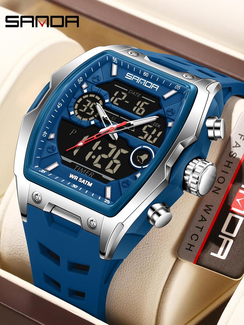 Men's Sportive Digital Watch, Fashionable Digital Watch with Digital Display, Trendy Multifunctional Watch for Daily Life, with Box