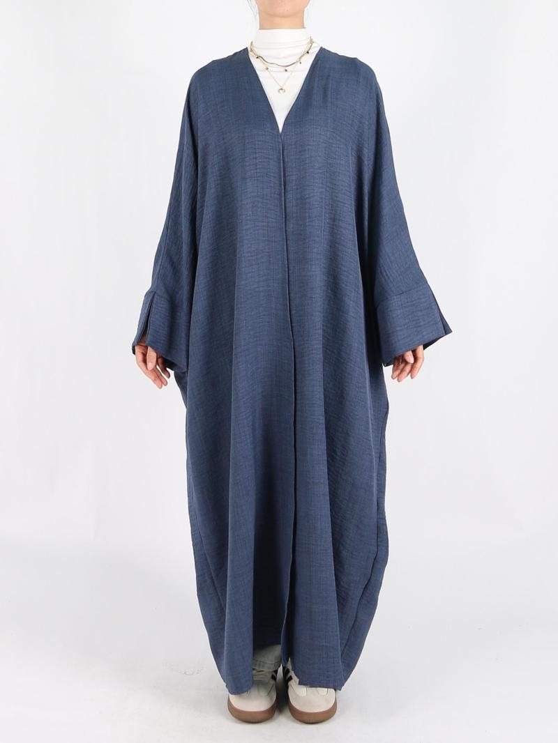 Arabic Clothing-solid Color Split Sleeve Loose Open Abaya, Modest Long Sleeve Open Front Outerwear for Women, Women's Islamic Clothing for Spring & Fall, Summer Outfits, Modesty Abaya, Muslims Loose Abayas