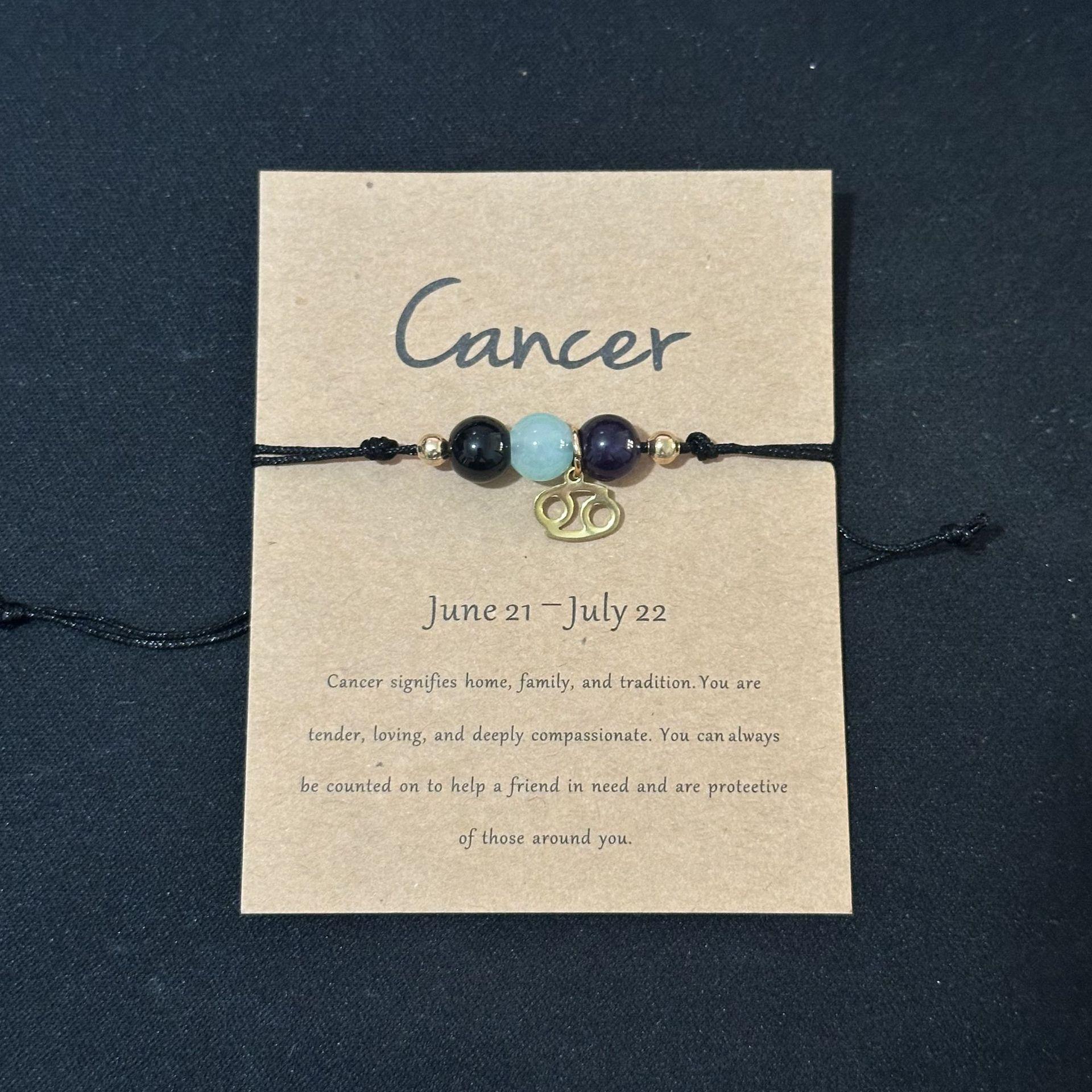 New 12 Zodiac Handmade Braided Rope Bracelet for Women| Citrine Crystal Natural Stone Beaded Cord Bangle| Astrology Jewelry with Gift Card