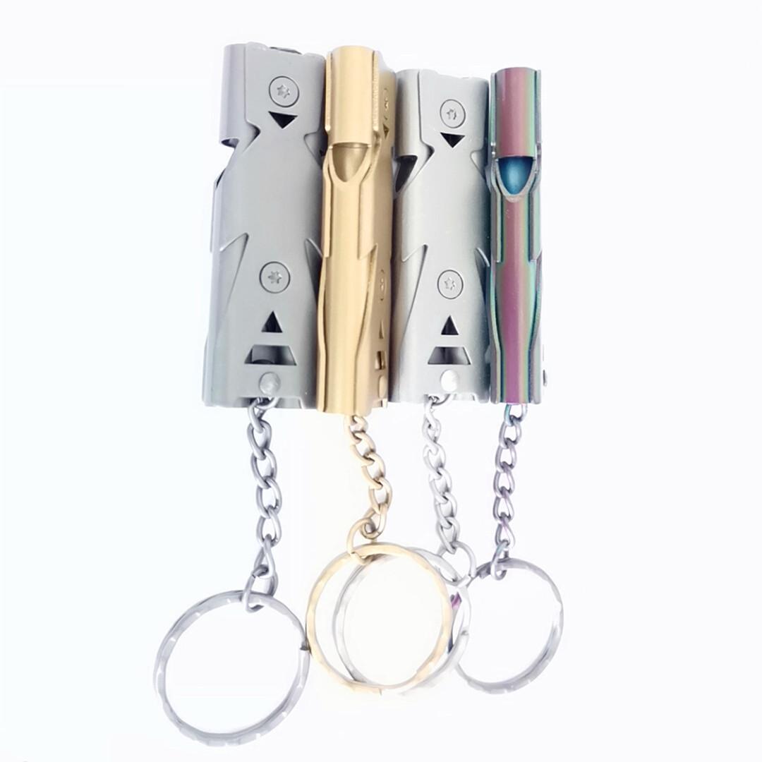 Survival whistle, double-barreled blast whistle Outdoor rescue whistle Stainless steel high-frequency earthquake rescue whistle high decibel