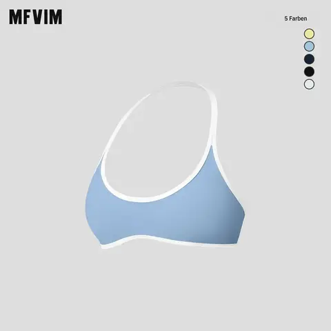 MFVIM Women's High-Stretch Universal Push-Up Strappy Halter Sports Bra - Contrasting Trim, All-Season, for Yoga, Fitness Athleisure Training
