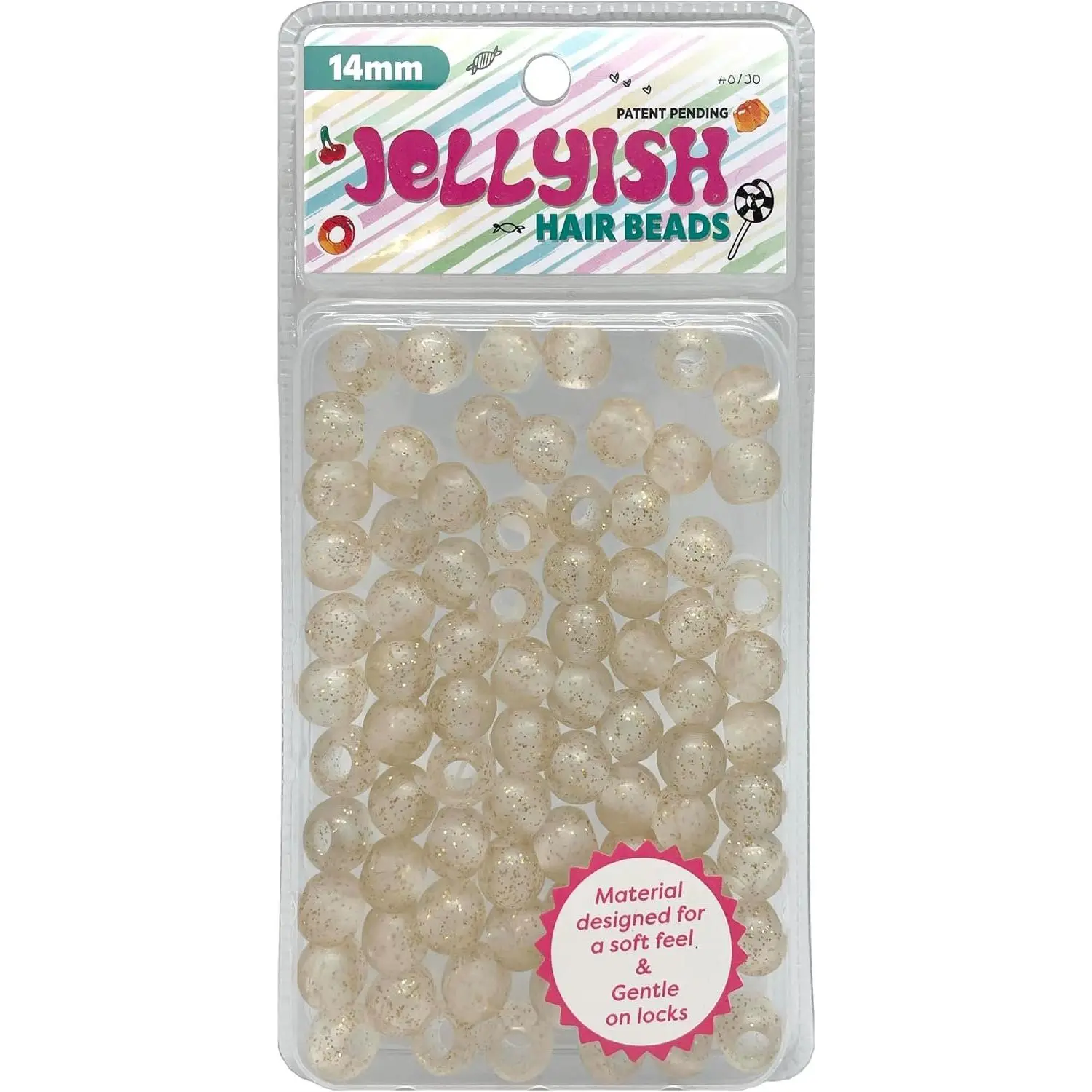 Jellyish Hair Beads 14mm – Soft  Rubber Bead for  Braids and Ponytails, Squishy Glitter  Beads for DIY Hair Styling and Braiding Accessories, 1 Pack