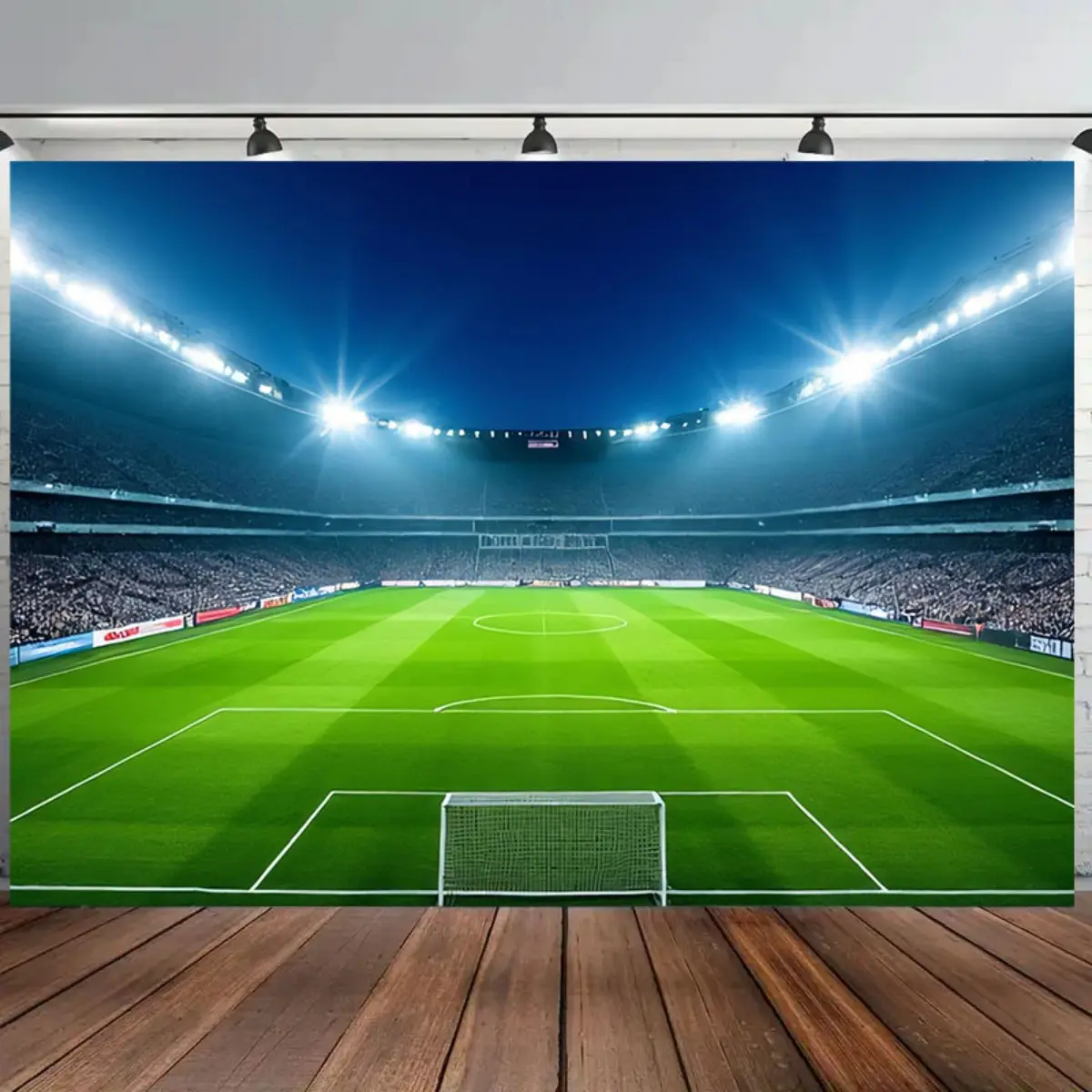 Artisa 2D Flat Print Football Art Tapestry - 1pc Extra Large Rectangular Soccer Goal Backdrop, Stadium Lights, Transverse Field Prints, Reusable Washable Wall Decor for Parties/Wedding, Home Supplies