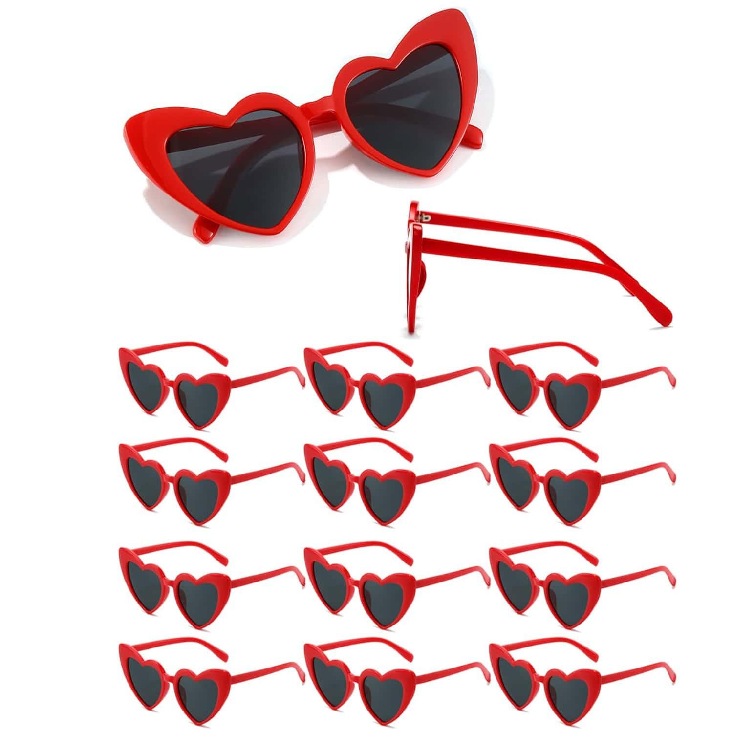 Heart Shaped Sunglasses, 12pcs/set Trendy Heart Sunglasses, Fashion Accessory for Bridal Shower, Bachelor Party, Wedding, Birthday