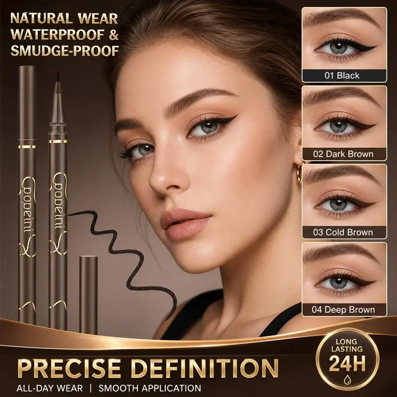 Gold Hot Stamping Liquid Eyeliner For Student Commute, Premium Textured Body, Adjustable Line Thickness, Create Clean Daily Eye Makeup