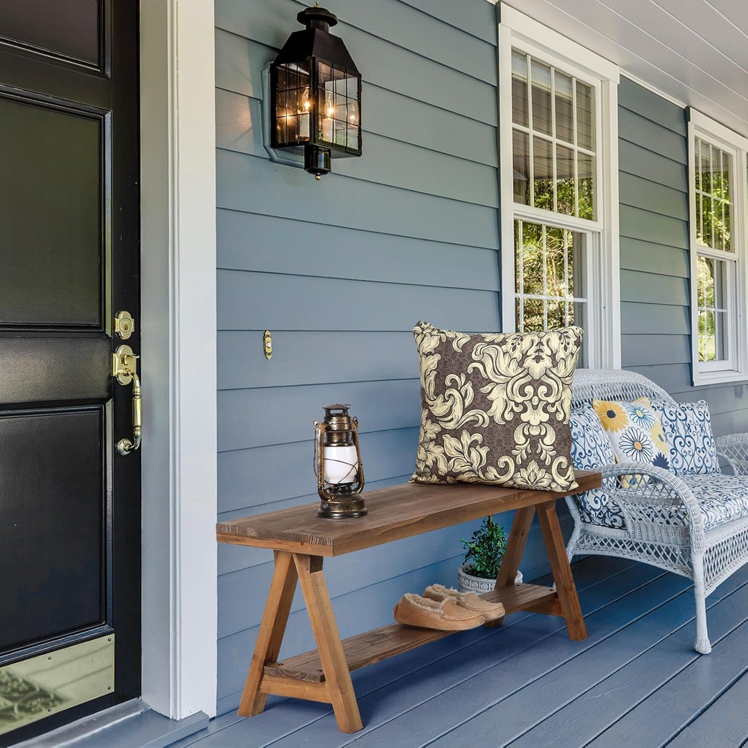 43" Farmhouse  Bench, Long Rustic Indoor Storage Bench for Entryway, Living Room, Dining Room, Solid  Construction,