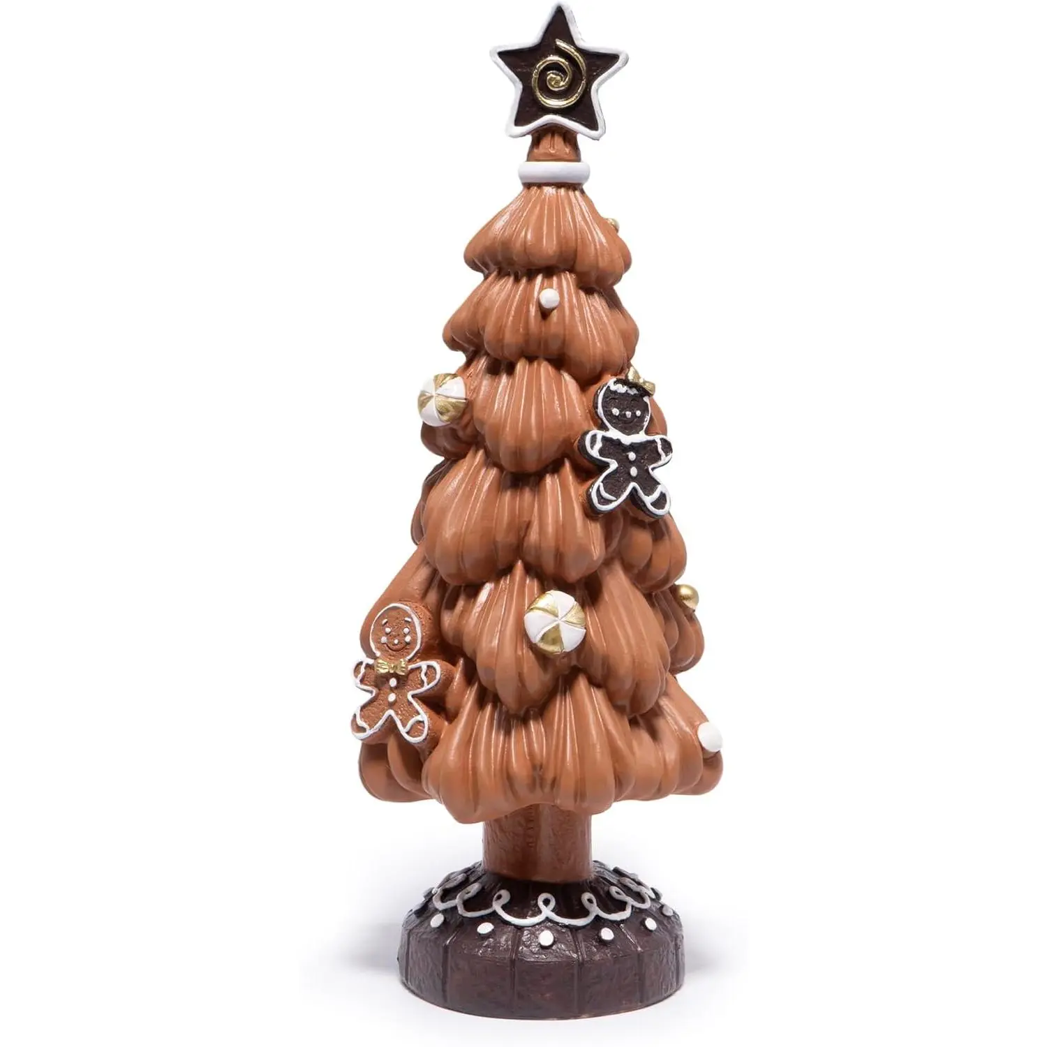 Christmas Tree  Figurine – Brown Hand-Painted Gingerbread Christmas Tree with Candy Ornaments, Holiday Tabletop Décor,  for Family, Mantel, and Winter  Decoration