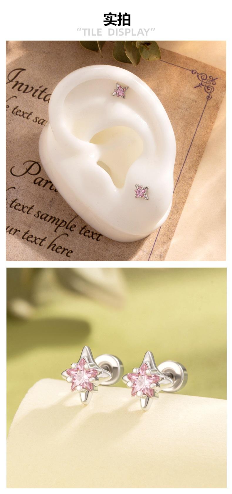 4 Pairs 16G 316L Stainless Steel Starburst CZ Screw Back Cartilage Stud Set, Hypoallergenic Internally Threaded Nose Studs for Women Men