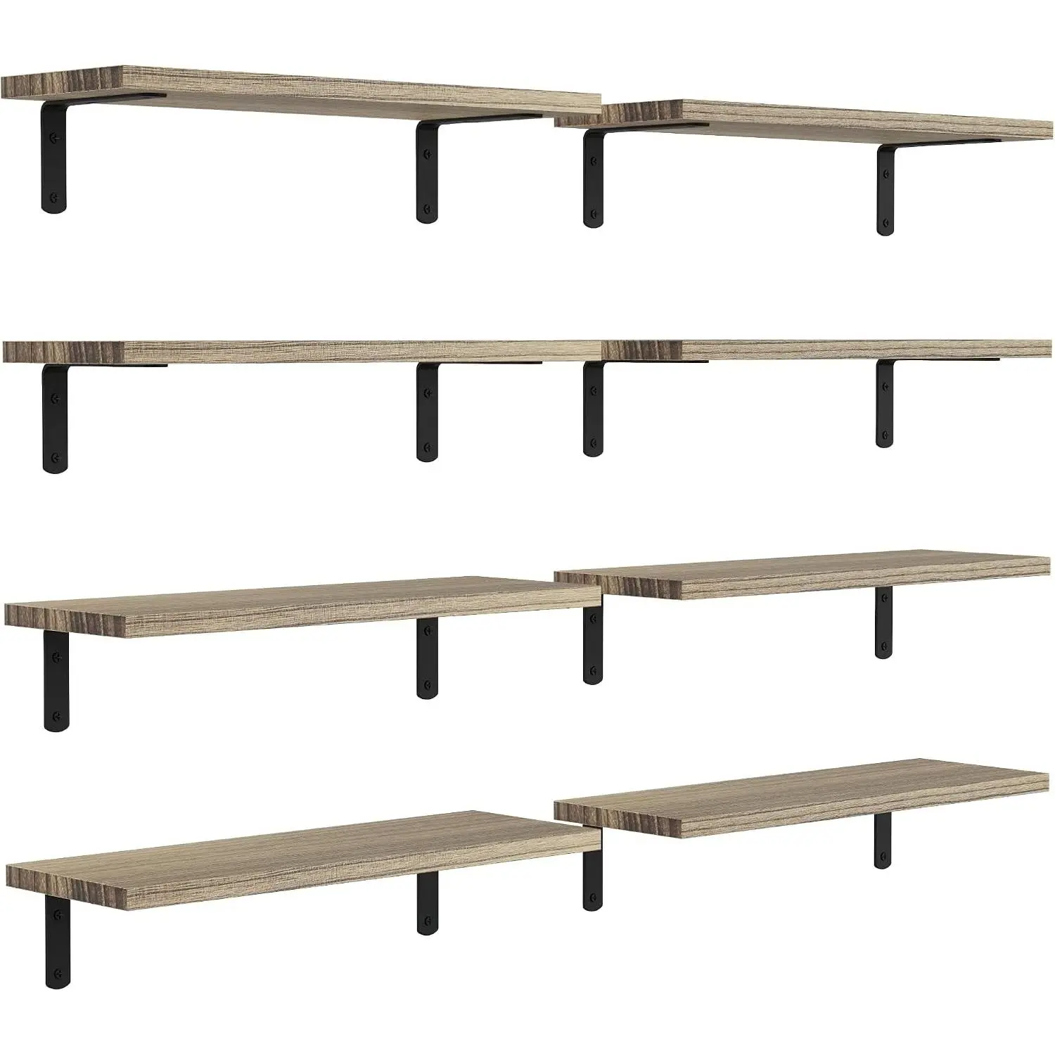 Floating Shelves, 8 Sets Wall Shelves, Wood Floating Shelves for Bedroom Wall Décor, Wall Mounted Floating Bathroom Shelf for Storage, Floating Book Shelf Living Room – Rustic Brown
