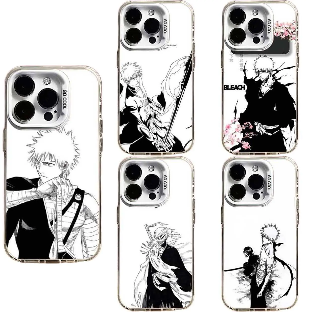 Bleach Kurosaki Ichigo Anime White Candy Matte Phone Case for IPhone 17 16 15 14 13 12 11 Pro Max Plus 17Air And Samsung S26 S25 S24 S23 S22 S21 FE Plus Ultra Soft TPU Back Cover Protection Shockproof, Smartphone, Handheld