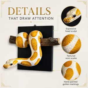 3D Ball Python Wall Hanging Sculpture, Resin Snake Decor, Gothic Style, Indoor Outdoor Home Decoration, Backboard Included