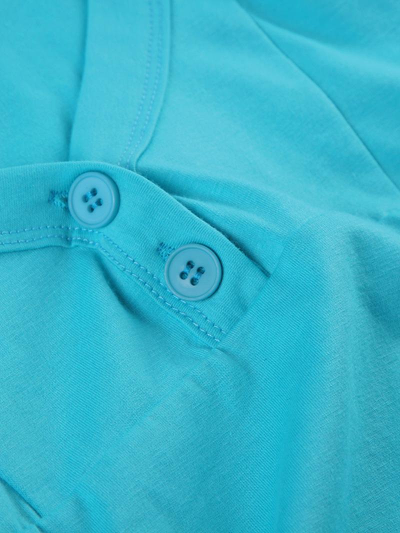 Women's Plain Button Tee, Casual Sweetheart Neck Short Sleeve T-shirt for Summer, Women's Top for Daily Wear