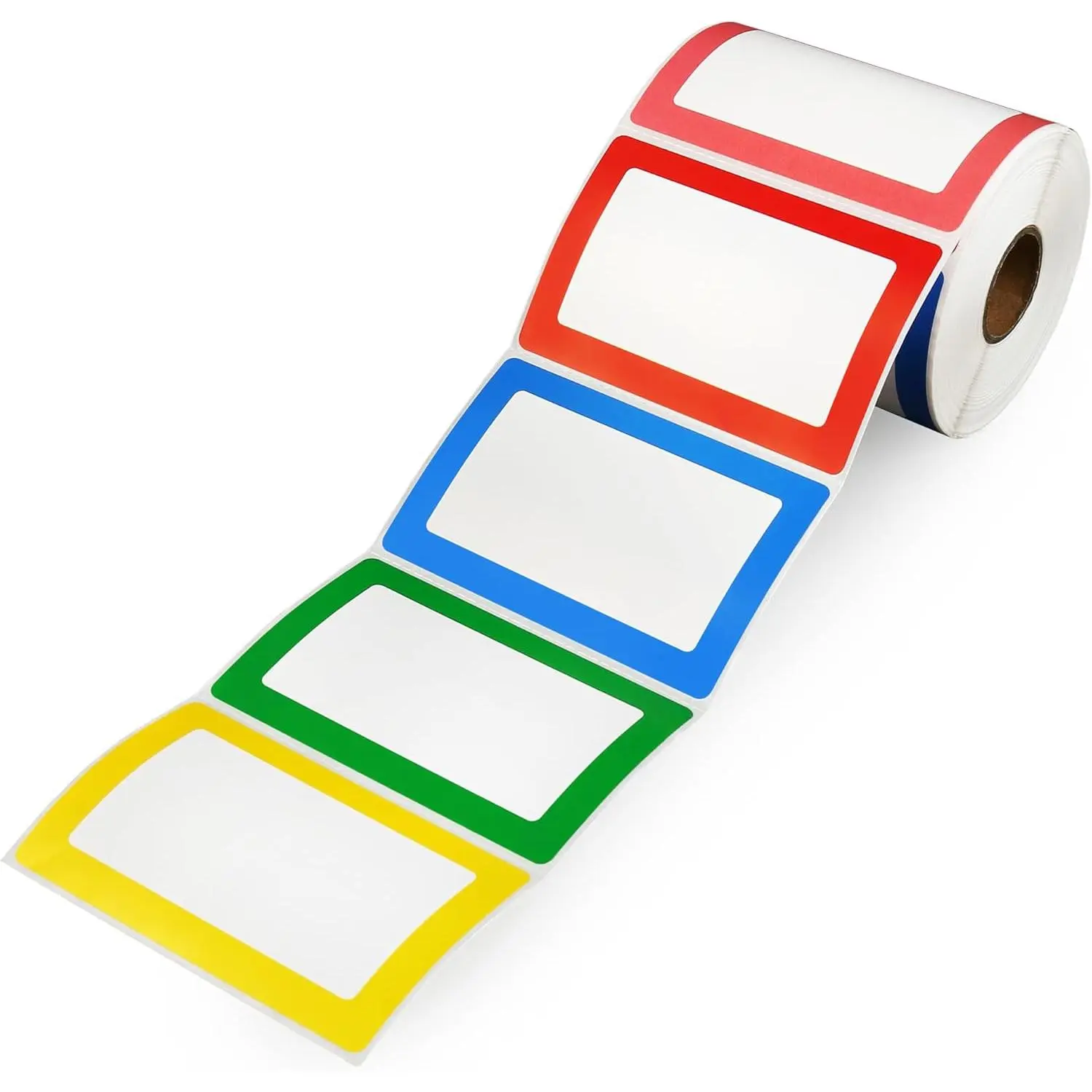 500pcs Name Tag Stickers, 3.5" x 2.25", 5 Colors, Plain Labels, Adhesive Tags with Perated Line  School Office Home