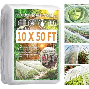 Garden Netting Pest Barrier, 10 X 50FT Insect Netting for Garden Raised Beds, Garden Mesh Netting Bug Netting Row Cover for Vegetables, Fruit Trees, Blueberry Bushes