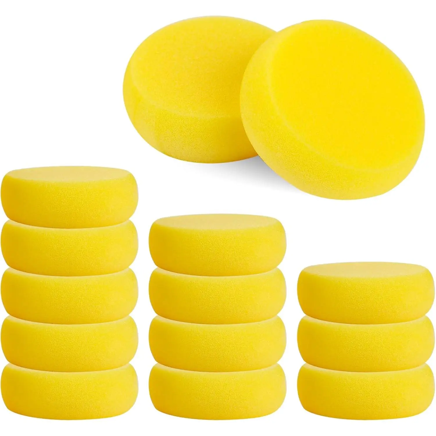 Round Painting Sponge, 12 Pcs Pottery Sponges, 3inch Yellow Artist Sponges Craft Clay Sponge Watercolor Sponges for Face Painting Pottery Ceramics Art Crafts, Suitable for People Aged 18 and Above
