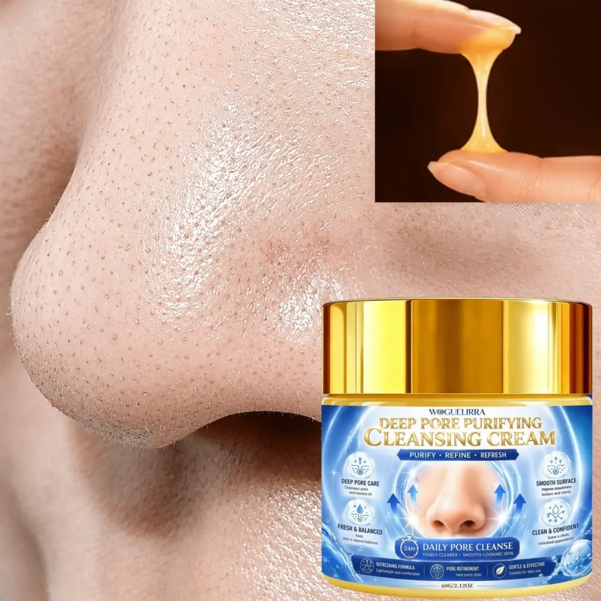Nose Pore Cleansing Cream, Oil Control & Moisturizing, Deep Exfoliation, Shrinks Pores, Fragrance-Free, Suitable for All Skin Types, Unisex