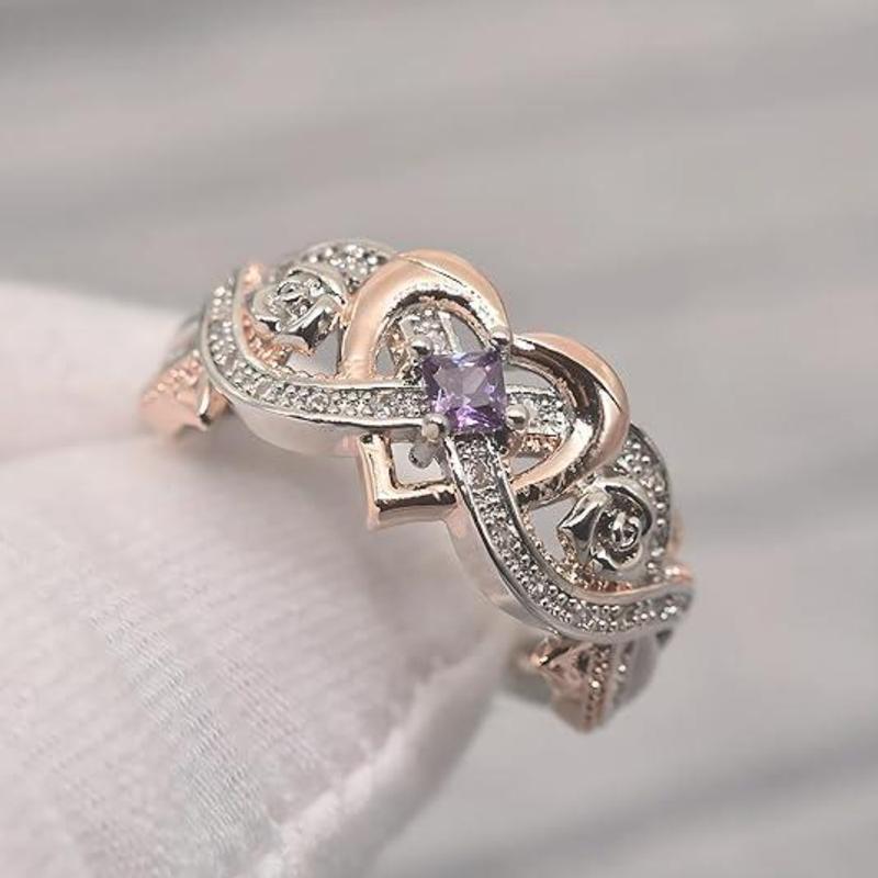 White Gold Plated Cubic Zirconia Elegant Infinity Heart-shaped Engagement Rings Wedding Bridal Band Promise Rings Evening Parties Anniversary Valentine's Day Gifts Eternity Bands for Women