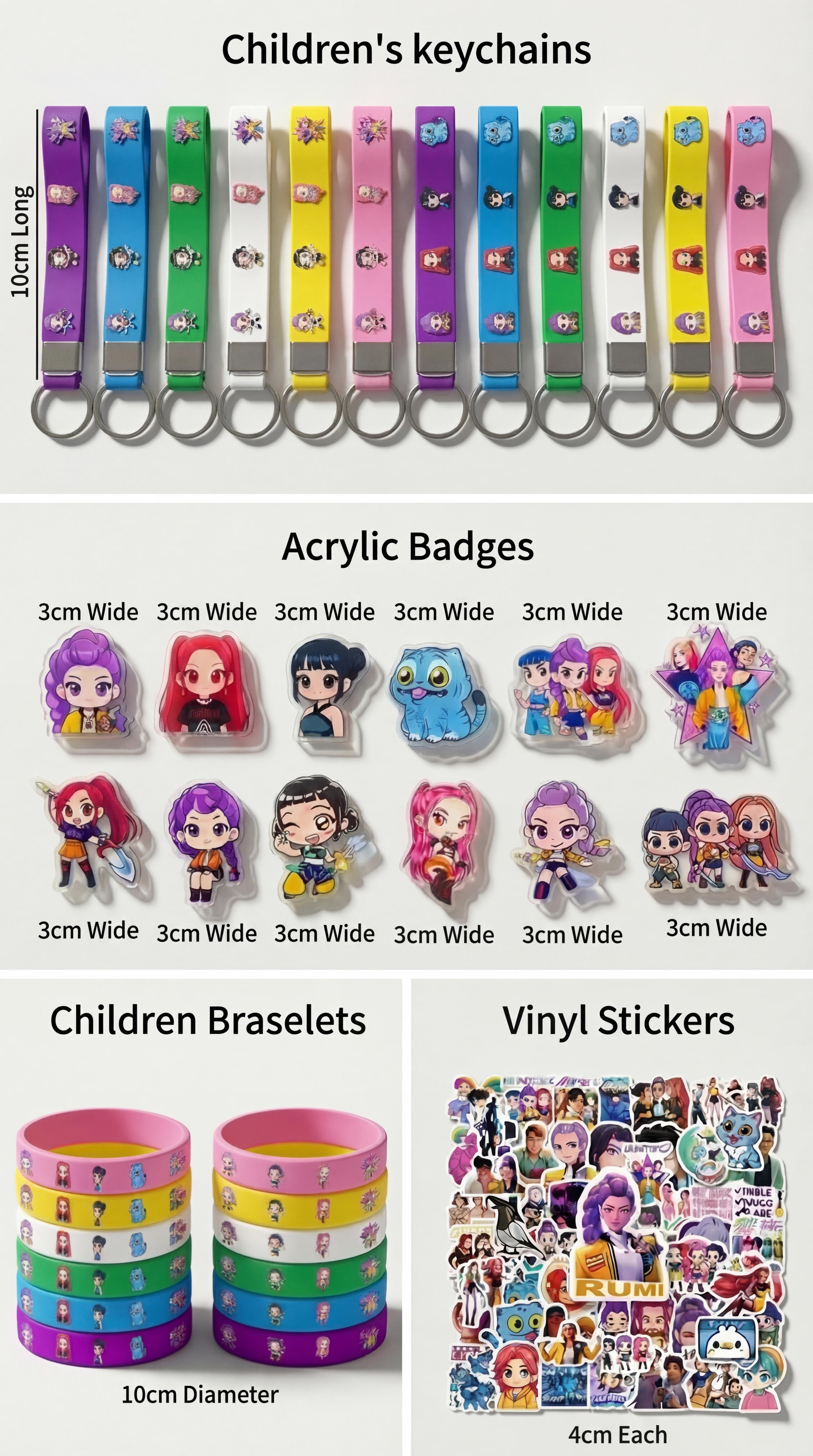 86PCS! Demon Movie Hunter Birthday Party Supplies, 86-Piece Birthday Party Decoration Set Including 12 Bracelets, 12 Acrylic86pcs! Pins, 12 Keychains, 50 Stickers, Suitable for Boys and Girls Cartoon Theme Party.Toys and Games Best-Selling Accessories