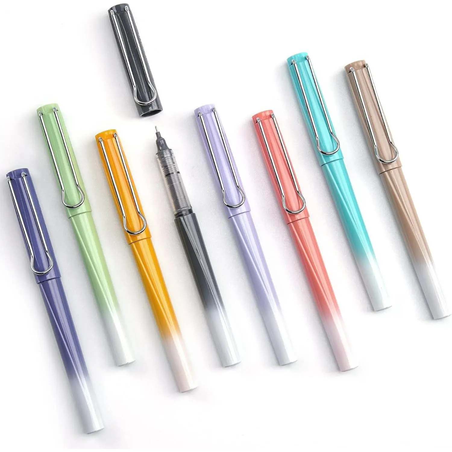 Liquid Ink Rollerball Pens: 0.5mm Vivid Color Ink Pen 8ct | Fine Point Quick Dry Roller Pens Vibrant Colors for Smooth Writing Drawing & Note Taking Office Teachers Nurses
