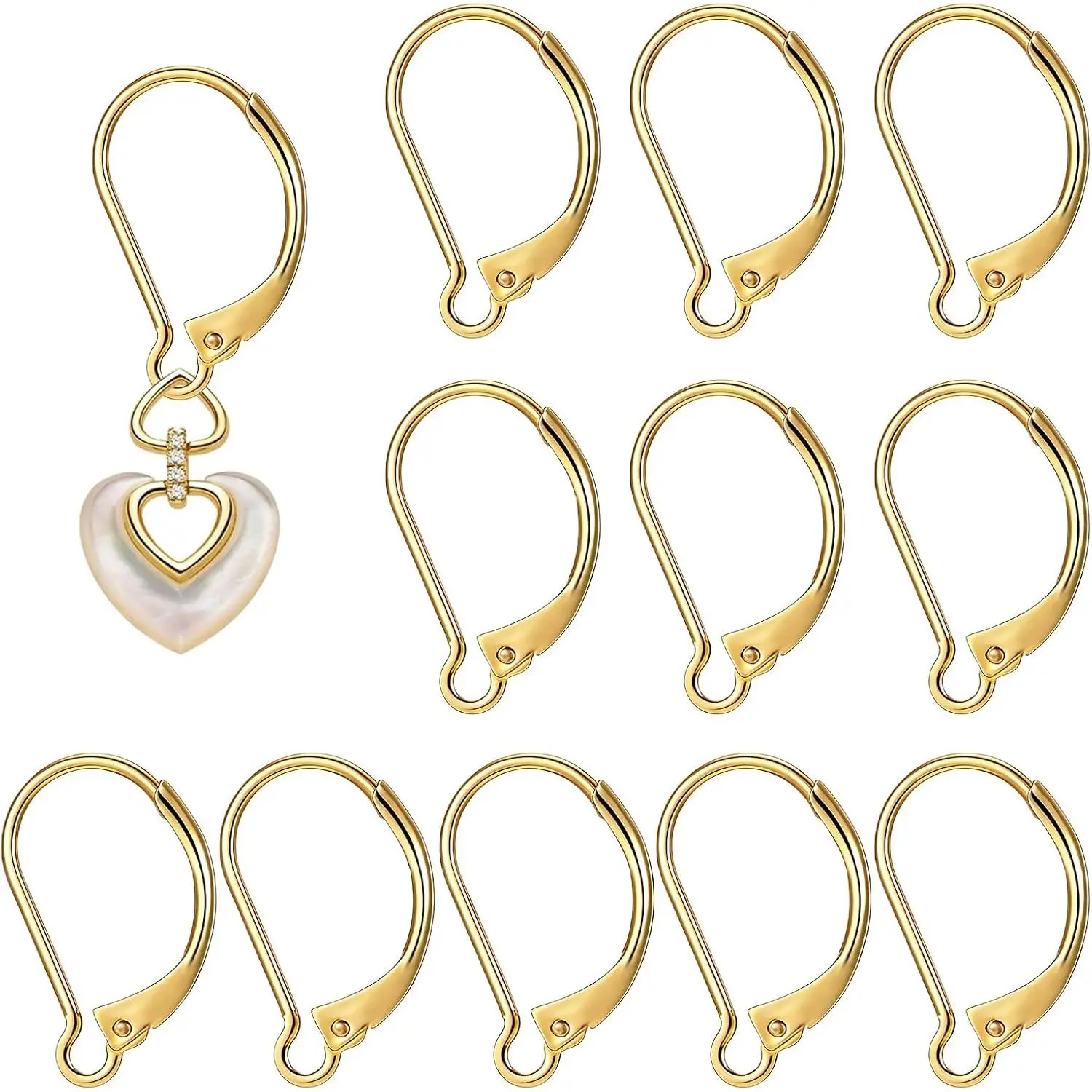 12 count Leverback Earring Hooks, Stainless Steel Earring Hooks,  Dangle Earrings Clasp Hoop Making Supplies for DIY  Making