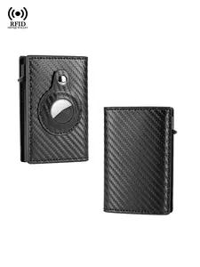 AirTag Wallet for Men Pop Up Bank Credit Card Holder Wallet for Apple Air Tag RFID Blocking Minimalist Smart Cash Coin Purse, ID Bank Cardholder, Rfid Protected Wallet