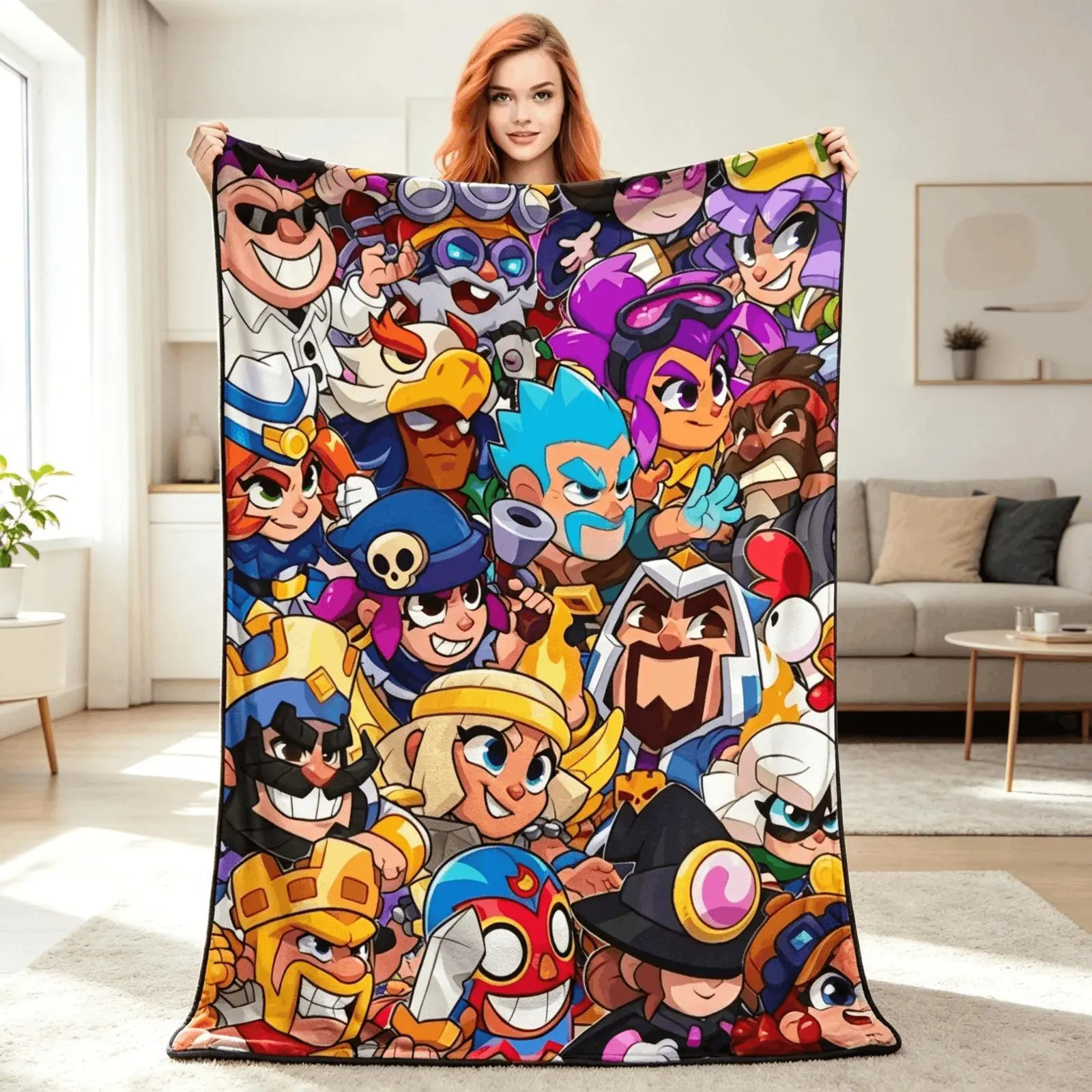 Blankets Brawl Stars Shelly Colt Spike Crow Super Soft Flannel Throw Kids Blanket Adult Blanket Street Trend Gaming Bedspread For Boys Girls Couch Bed Sofa Christmas Gift Home Goods