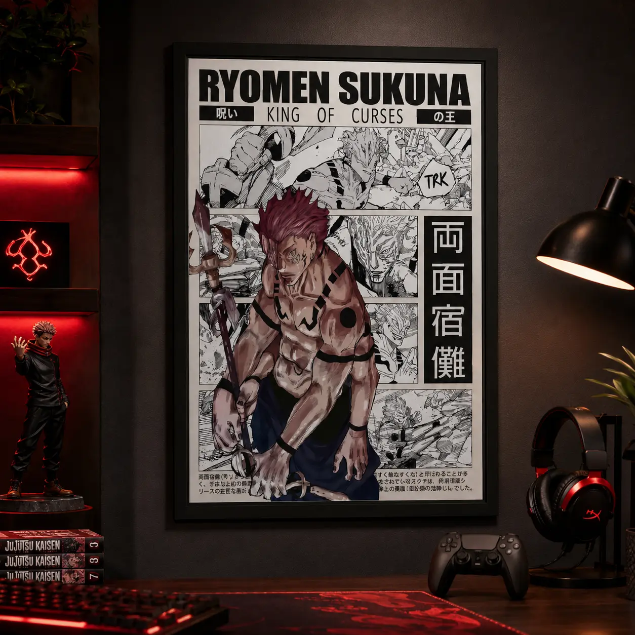 Ryomen Sukuna Anime Canvas Art, Manga Poster Decor for Bedroom, Gaming Room Aesthetic, Jujutsu Kaisen Inspired Decor, Otaku Room Setup Gift Wall, Canvas Wall Art Print, Japanese Anime Room Decor for Dorm Office, Gift for Anime Fans