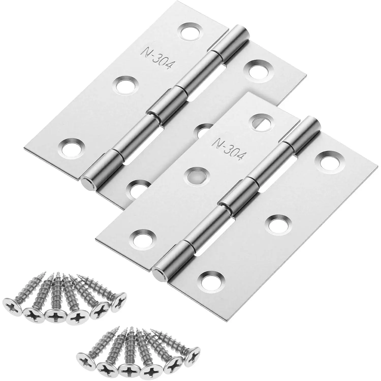 2 count 3" Stainless Hinges,Stainless Steel Folding  Hinges Door Hinges with 12 count Stainless Steel Screws Window and Door Hinges for Doors Wooden Boxes Windows ()
