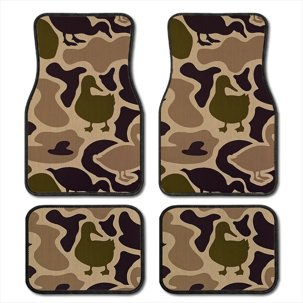 4-Piece Camouflage Duck Print Car Floor Mats Set, Automotive Floor Mats, Universal Fit, Crystal Velvet, Full Coverage, for Sedan, Truck, Suv, Car Interior Accessories