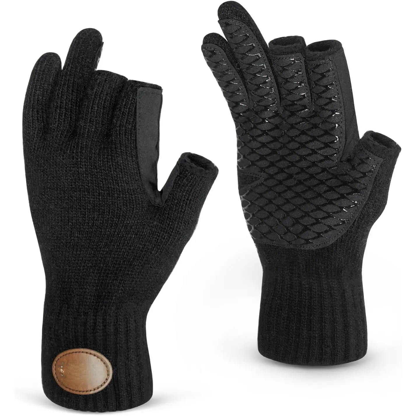 3-Cut Fingerless Wool Fishing Gloves, Cold Weather Warm Winter Gloves  Men & Women, Ice Fishing