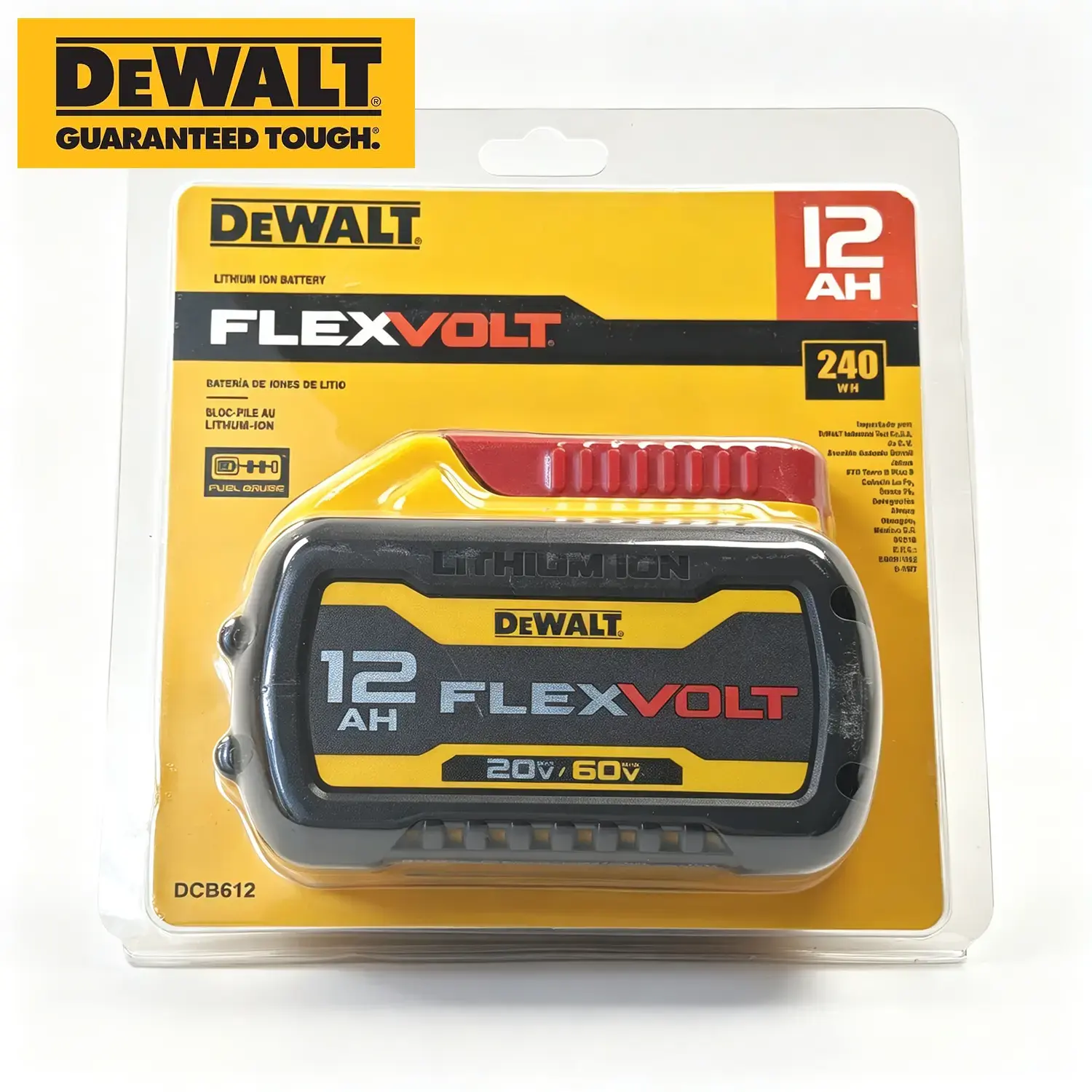 DeWalt 20V/60V FlexVolt Lithium-Ion Battery, 12.0Ah DCB612, Long Runtime Replacement for Power Tool Batteries