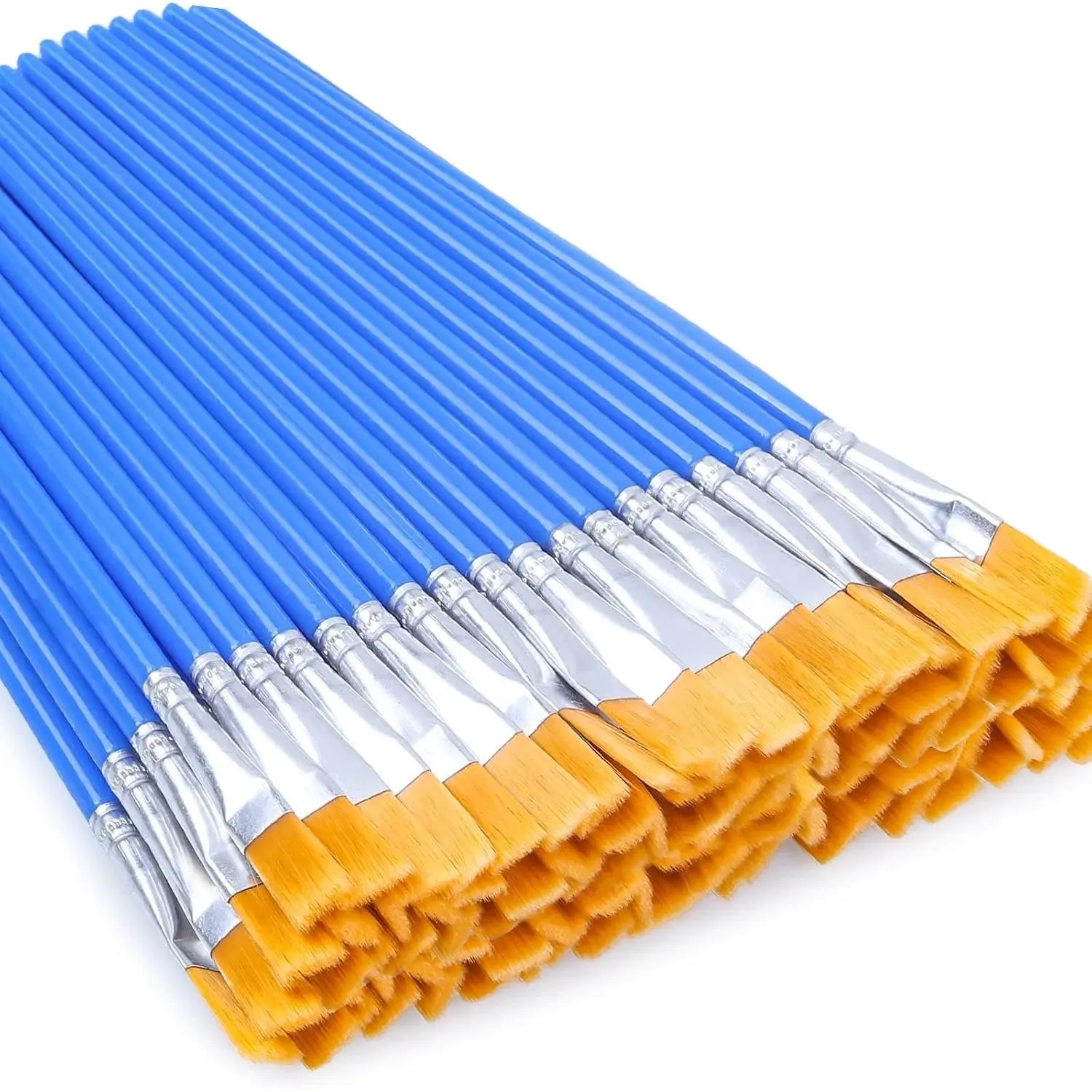 50 Pcs Flat Paint Brushes for Touch Up, Small Paint Brushes for Classroom Craft, Acrylic Watercolor Face Painting