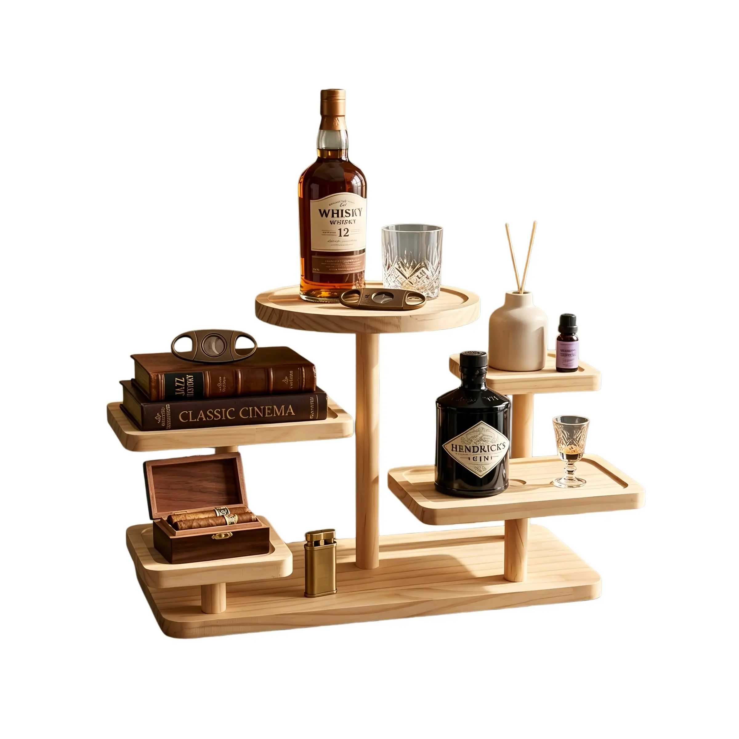 Vintage Wood multi-level Tabletop Display Shelf, 5-Tier Level Perfume Organizer Shelf, Countertop Perfume Tray, Countertop Display Rack for Skincare, Collectibles,Small Plant Stand, Traditional Chinese Tea Room Accessory,antique display stand,Home Decor