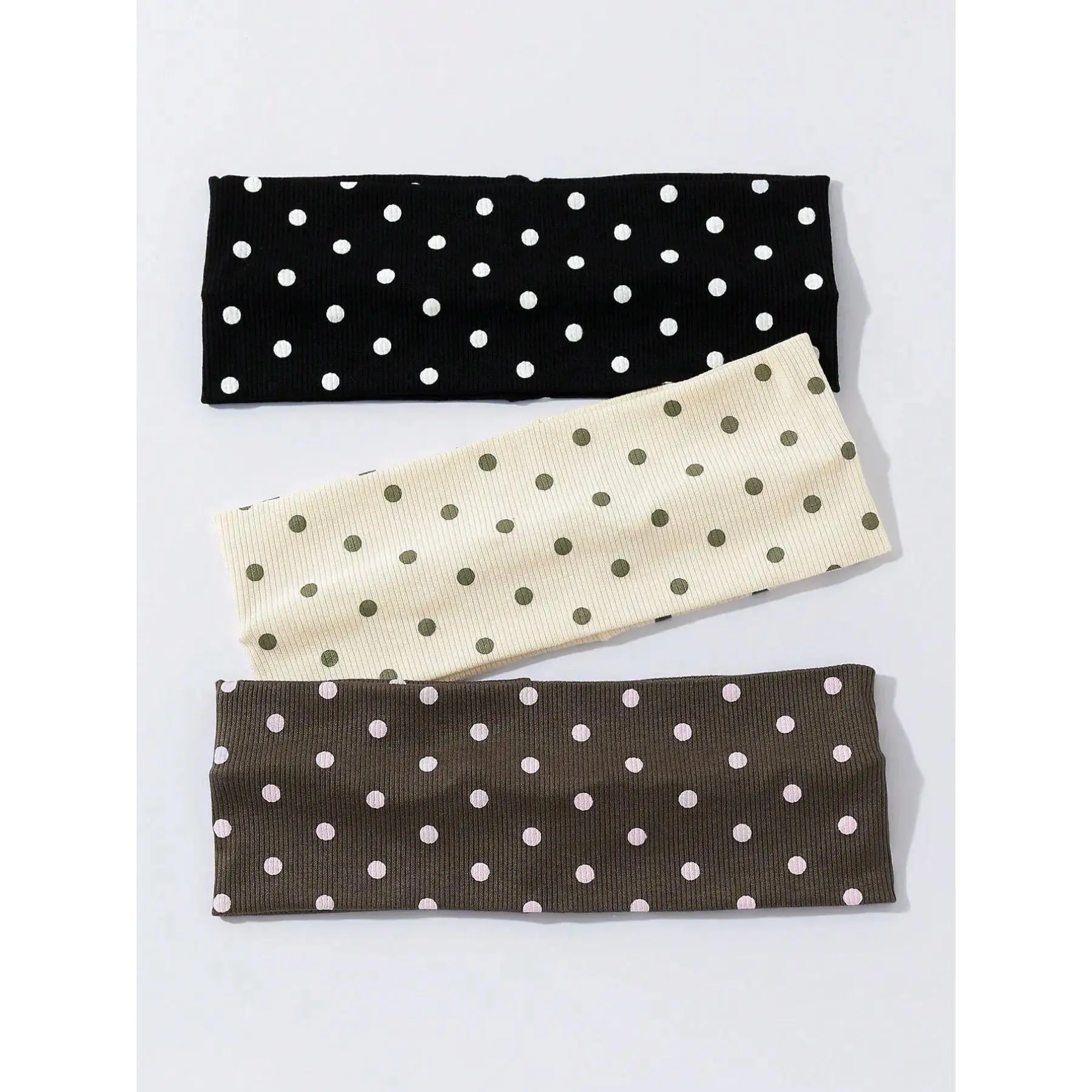 Soft Polka Dot Workout Headbands for Women, 3-Pack Non-Slip Fashion Accessory with Elastic Grip for Yoga & Sports, Elastic Sweatband Headband, Stretchy Headbands