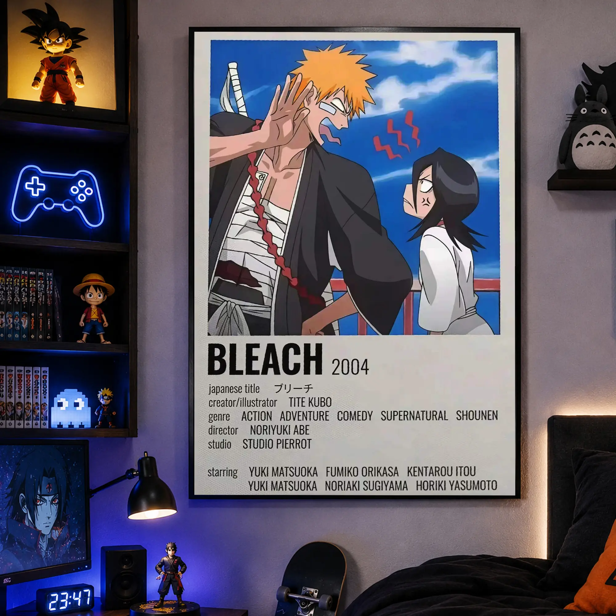 Bleach Anime Wall Art Poster Print - Ichigo & Rukia Funny Argument Minimalist 2004 Japanese Shonen Manga Canvas Painting, Otaku Room Decor, Cool Room Decor, Home Decoration Gift