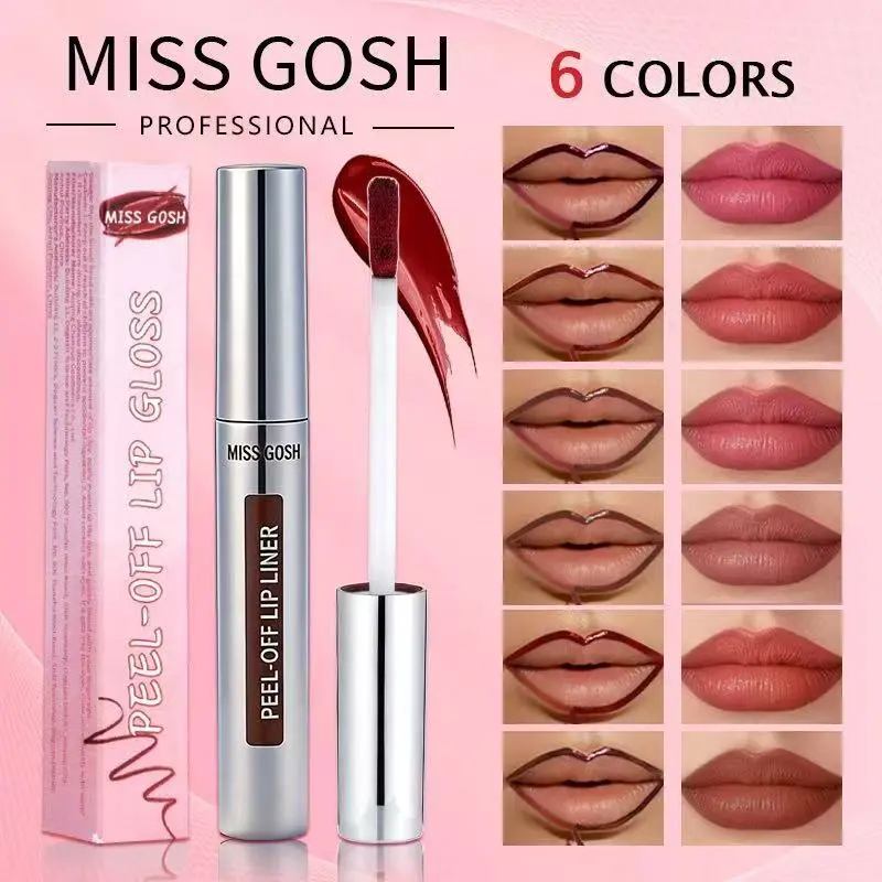 Tear Lipliner 6 Color Tear Lip Color Pen Matte Waterproof Lipstick Not Easy To Fade Lip Glaze Peelable Lip Glaze Makeup