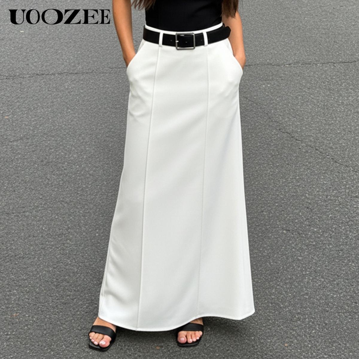 UOOZEE Women's 2026 New Autumn Spring Old Money H-Shaped Basic Womenswear Maxi Skirt, Minimalist Solid Loose Fit Zipper Elegant Daily Outings Date Night Outfit, Commuting Bottoms with Pockets UOOZEE Women's 2026 New Autumn Spring Old Money H-Shaped Basic Womenswear Maxi Skirt, Minimalist Solid Loose Fit Zipper Elegant Daily Outings Date Night Outfit, Commuting Bottoms with Pockets