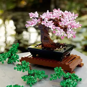 878pcs Creative Plant Dual Form DIY Bonsai Tree Building Blocks, Unisex Adult Collectible Home Decor Toy, Birthday Gift