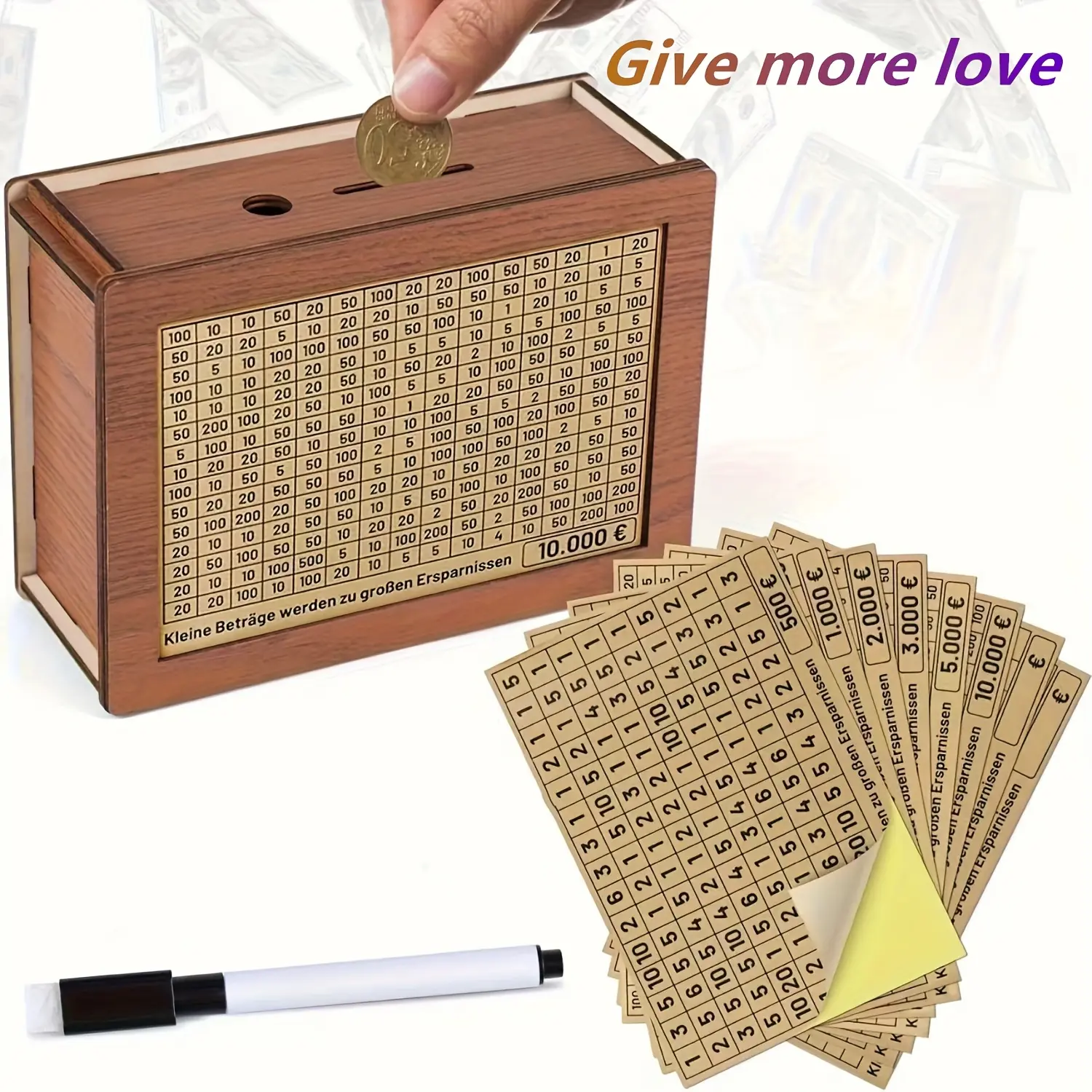 Wooden Money Bank with 8 Savings Goals - a Creative Home Decor Item, Easy to Assemble, Encourages Saving Habits, Can Hold Up to 10, 000 Euros, Perfect Gift for Friends