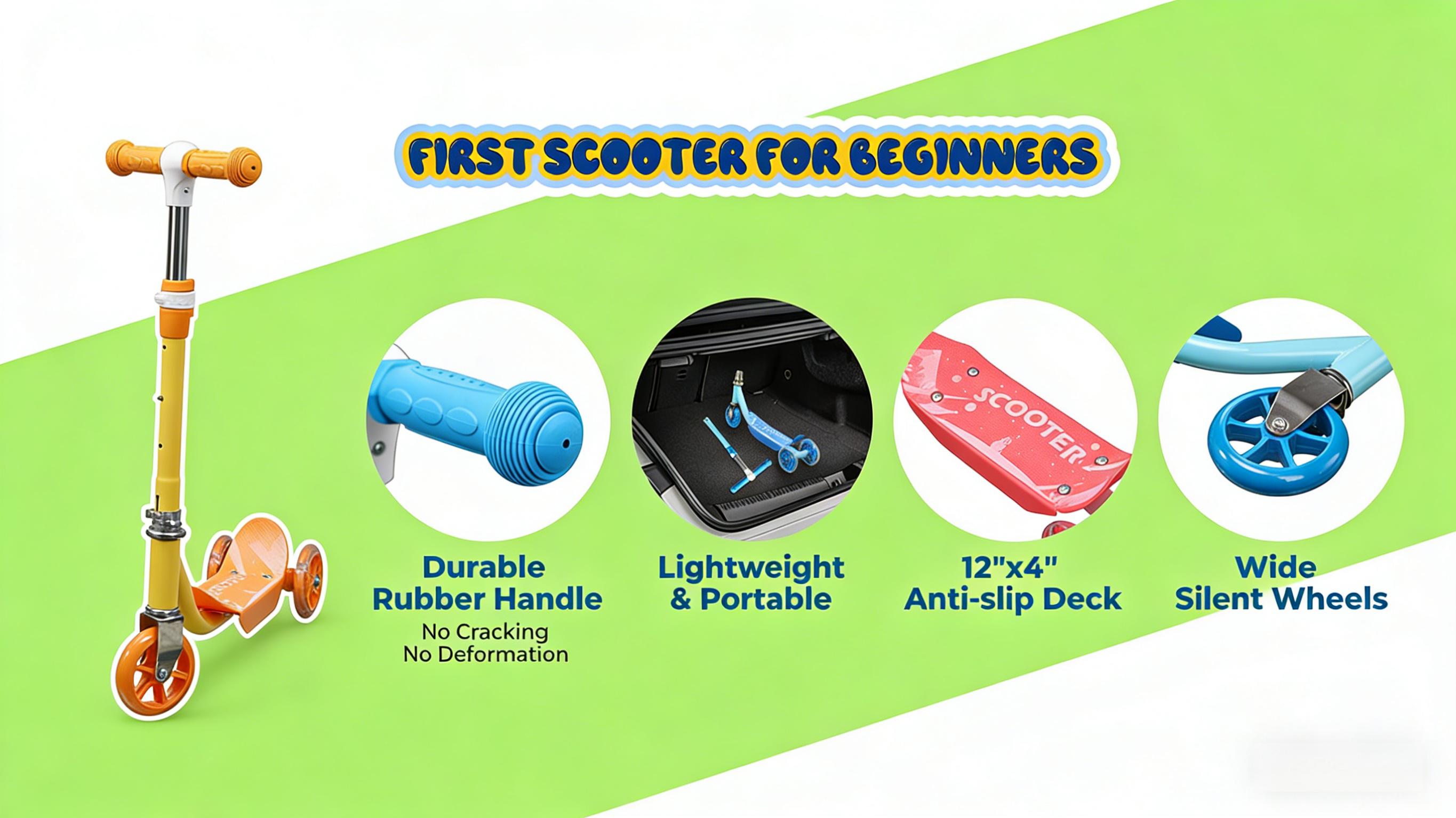 Kids Kick Scooter, Cool LED Light Up Scooter for Kids  3 Height Adjustable  Awesome Flash Wheels, Birthday gifts for boys and girls ,Outdoor sports are suitable for 3 4 5 6 7  years old.